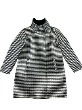 Marcona houndstooth funnel neck coat Womens Large black white Minimalist Winter